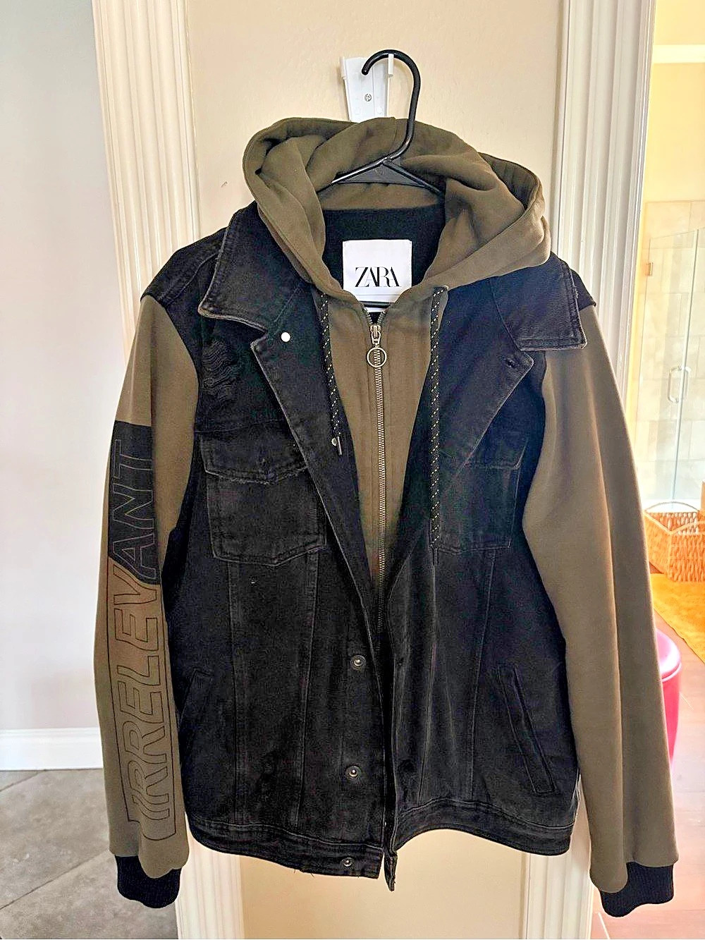 Zara Men's Denim Hoodie Jacket Denim Hooded Jacket XL